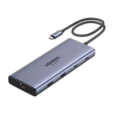 Hub USB-C la 2x HDMI, 2x USB, RJ45, SD/TF, PD 100W, Gri, 10 in 1 Ugreen