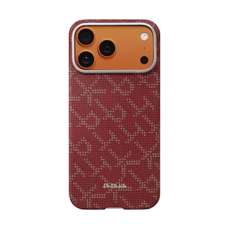 Husa de protectie pentru iPhone 17 Pro Max, Ultra Slim, PitaTap, Monogram-Gold/ Red, Pitaka KI1702PTKP