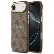 Husa de protectie pentru iPhone Air, maro, PU Leather 4G Gold Frame, Guess