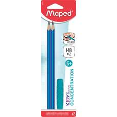 Creion grafit, HB, 2 buc/set + toper masticabil, Kidy Learn Concentration Maped