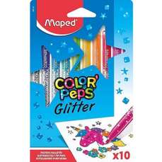 Carioca cu sclipici, 10 culori/set, Color Peps Glitter Maped