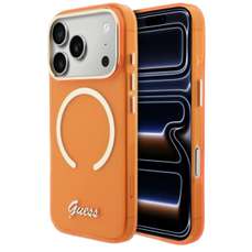 Husa de protectie pentru iPhone 17 Pro Max, Script Metal MagSafe, portocaliu, Guess