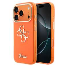 Husa de protectie pentru iPhone 17 Pro Max, 4G Script Metal Logo, portocaliu Guess