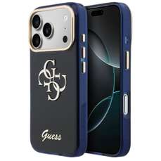 Husa de protectie pentru iPhone 17 Pro, 4G Script Metal Logo, albastru, Guess