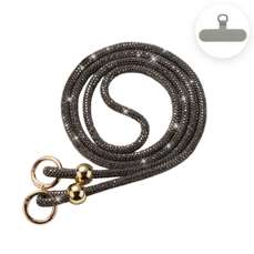 Snur telefon, cu cristale, 120cm, gri, Lemontti