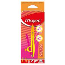 Trusa geometrie 9 piese, metal, Neon Maped