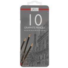 Creioane grafit, 10 buc/set, cutie metal, Nassau Fine Art