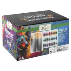 Tempera 24 culori/set + 12 pensule, 59ml, Nassau Fine Art