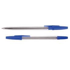 Pix cu capac, albastru, corp transparent, varf 0,7mm, A PLUS AA944E