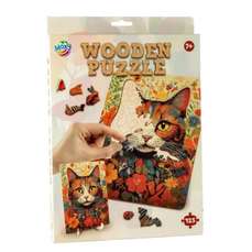 Puzzle lemn, 130 piese, 25x20cm, Pisica, Grafix