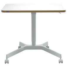 Birou ergonomic, pneumatic, ajustabil pe inaltime, pentru pozitia sezut/in picioare, alb, Ergo Leitz