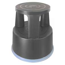 Taburet plastic cu rotile, pentru rafturi inalte, gri inchis, Q-Connect