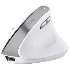 Mouse optic, wireless, 6 butoane si 1 scroll, alb, ergonomic vertical, Bayo II Trust