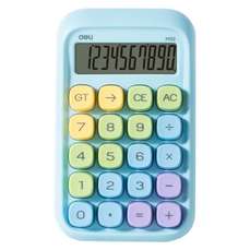 Calculator de birou 10 digit, taste multicolore, albastru, Deli