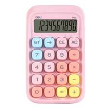 Calculator de birou 10 digit, taste multicolore, roz, Deli