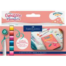 Marker, 6 culori/set, varf tip pensula, Creative - Holiday Vibes B Goldfaber Faber Castell - FC161013