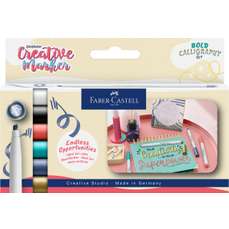Marker, 6 culori/set, varf tesit, Creative - Caligrafic C Bold Goldfaber Faber Castell - FC160906
