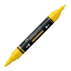 Permanent marker cu vopsea acrilica, 2 varfuri, culoare galben 108, Faber Castell FC185908