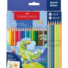 Creioane colorate 18+6culori/set, Dinozauri, Faber Castell-FC111222