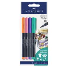 Marker, 4 culori/set, varf 1,5mm, Creative Faber Castell - FC160704