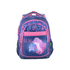 Ghiozdan scolar 41cm, albastru inchis/roz, 614010 Ecada
