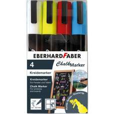 Marker cu creta lichida pentru geamuri, 4culori/set, varf mediu, Eberhard Faber