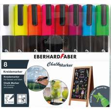 Marker cu creta lichida pentru geamuri, 8culori/set, varf mediu, Eberhard Faber