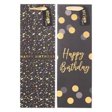 Set pungi cadou bauturi, 2buc/set, dimensiuni 12x9x36cm, Happy Birthday, PART034
