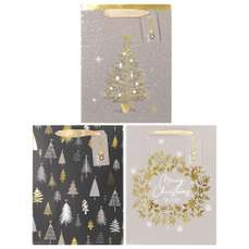 Set pungi cadou, dimensiuni 18x23x10 cm, 3buc/set, Merry Christmas, PART044