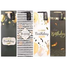 Set pungi cadou bauturi, dimensiuni 12x36x9 cm, 4buc/set, Happy Birthday, PART013