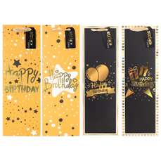 Set pungi cadou bauturi, dimensiuni 12x36x9 cm, 4buc/set, Happy Birthday, PART015