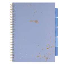 Caiet cu spira A4, 100file, matematica, 5 separatoare, Project Book marmorat, albastru, Strigo Pads, PADS028