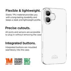 Husa de protectie pentru iPhone 17, transparent, Grip GRS, Eiger