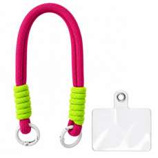 Snur de mana pentru telefon, 26cm, roz, Braided, Lemontti