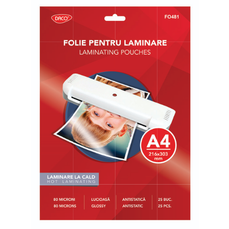 Folie de laminator, A4, 25coli/top, 80 microni, Daco FO481
