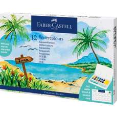 Acuarele pe baza de apa, 12 culori + pensula, Tropical Cretive Studio Faber Castell FC169714