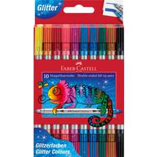 Carioca 10 culori/set, 2 varfuri, glitter Faber Castell FC151107