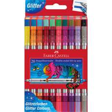 Carioca 20 culori/set, 2 varfuri, glitter Faber Castell FC151108