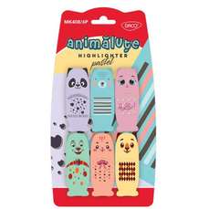 Textmarker 6 culori pastel/set, Mini, animalute, Daco MK408/6P