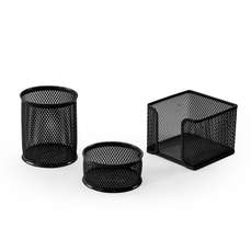 Set suporti metal pentru birou, 3buc/set, negru, Mesh MAS
