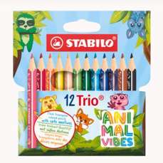 Creioane colorate 12bucati/set, Trio Thick short Animal Vibes Stabilo SW2051205