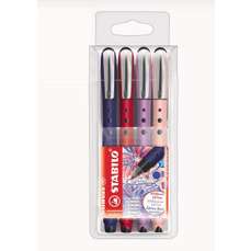 Roller albastru, varf 0,5mm, 4buc/set, worker+NatureCOLORS Wildflower, Stabilo SW202042