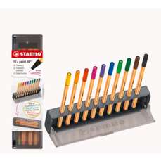 Liner 10 culori/set, varf 0,4mm, suport birou, Point 88 Stabilo SW88105
