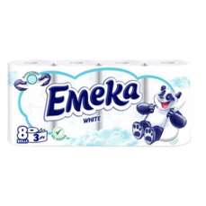 Hartie igienica alba, 3 straturi, 8role/set, Emeka