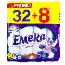Hartie igienica alba, 3 straturi, 40role/set, paradise, Emeka
