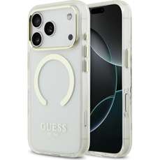 Husa de protectie pentru iPhone 18 Pro / 17 Pro, auriu, Metal Outline MagSafe, Guess