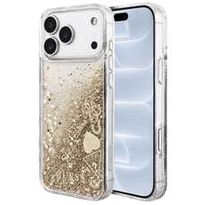 Husa de protectie pentru iPhone 18 Pro / 17 Pro, auriu, Liquid Glitter Charms, Guess