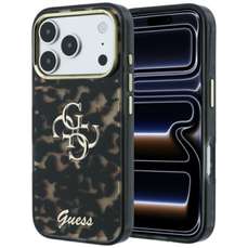 Husa de protectie pentru iPhone 18 Pro / 17 Pro, tortoise, 4G Metal Script, Guess