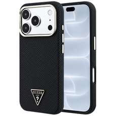 Husa de protectie pentru iPhone 18 Pro / 17 Pro, negru,Kevlar Triangle Logo MagSafe, Guess