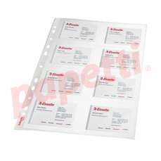File de protectie A4, cristal, pentru carti de vizita A4, 8/pagina, 10buc/set, Esselte